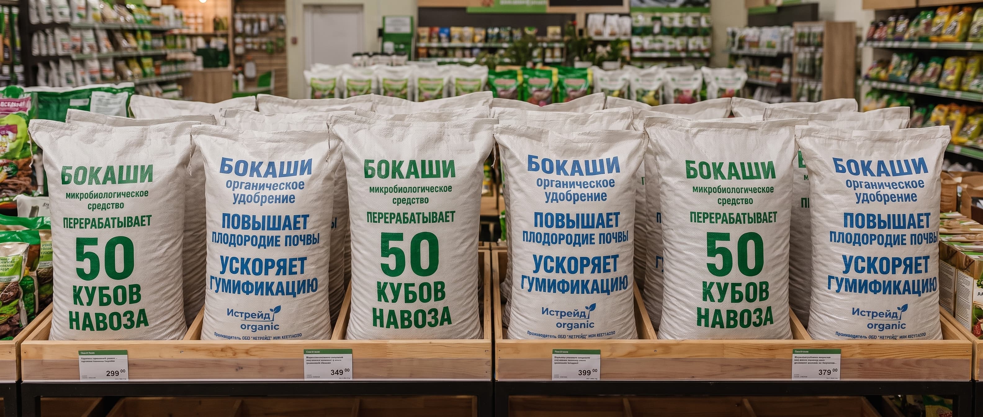 Бокаши — мешки на выкладке